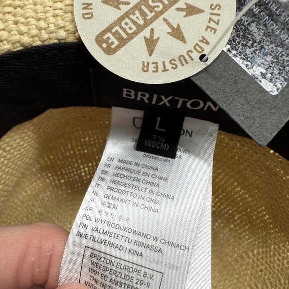 Brixton Cohen Cowboy Straw Hat Natural Wide Brim Sun Western Boho Size L 7 1/2 - Picture 8 of 8